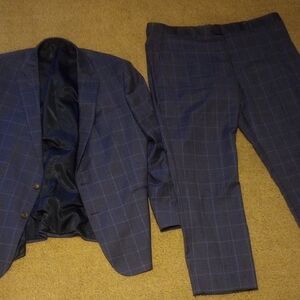 Stafford Navy Checkered Suit